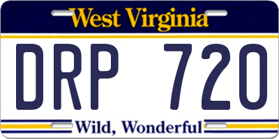 WV license plate DRP720