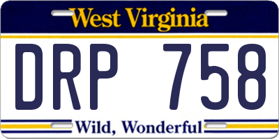 WV license plate DRP758