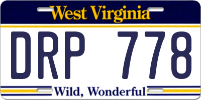 WV license plate DRP778