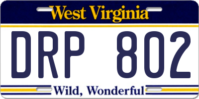 WV license plate DRP802