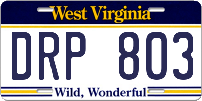 WV license plate DRP803