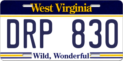 WV license plate DRP830