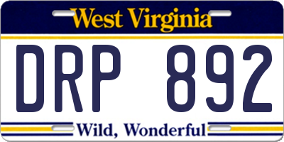 WV license plate DRP892