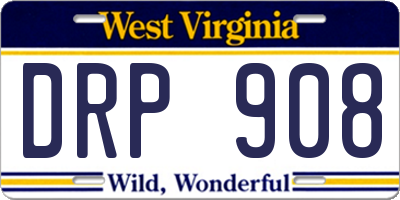 WV license plate DRP908