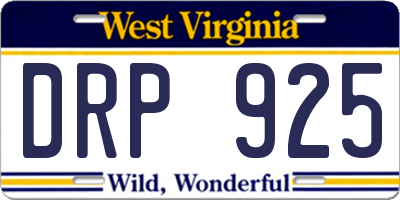WV license plate DRP925