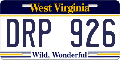 WV license plate DRP926