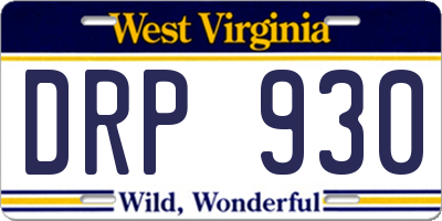 WV license plate DRP930