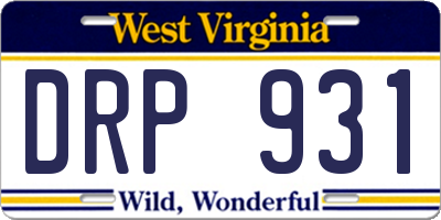 WV license plate DRP931