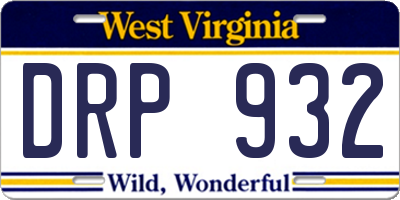 WV license plate DRP932