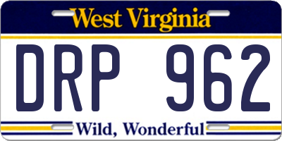 WV license plate DRP962