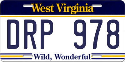 WV license plate DRP978