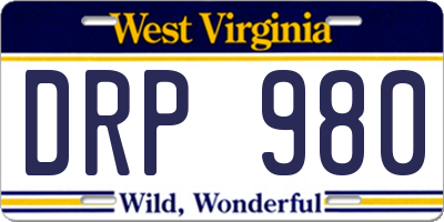 WV license plate DRP980