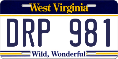 WV license plate DRP981