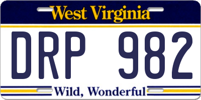 WV license plate DRP982