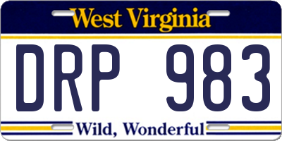 WV license plate DRP983