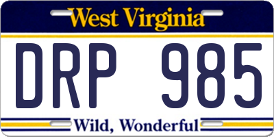 WV license plate DRP985