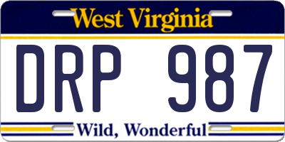WV license plate DRP987