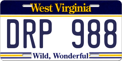 WV license plate DRP988