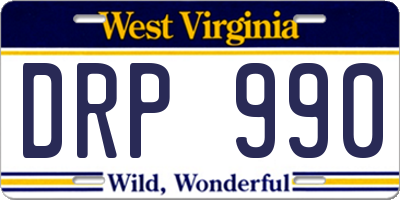 WV license plate DRP990