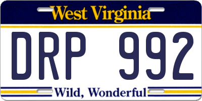 WV license plate DRP992