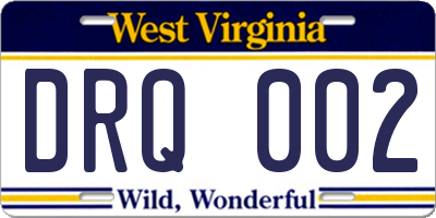 WV license plate DRQ002