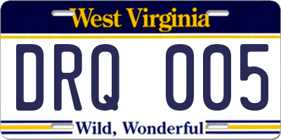 WV license plate DRQ005