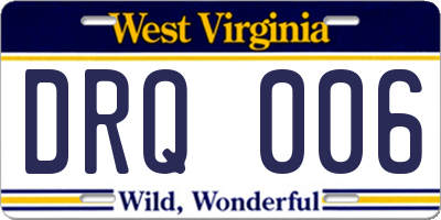 WV license plate DRQ006