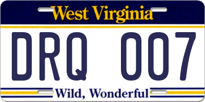 WV license plate DRQ007
