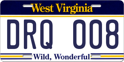 WV license plate DRQ008