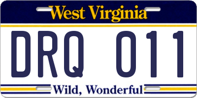 WV license plate DRQ011