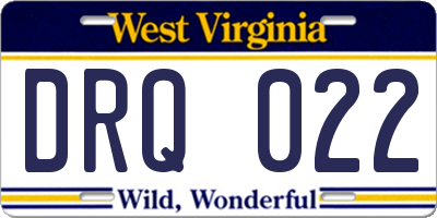 WV license plate DRQ022