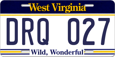 WV license plate DRQ027