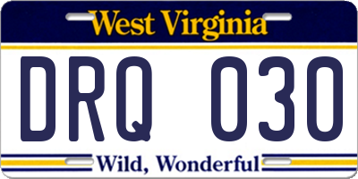 WV license plate DRQ030