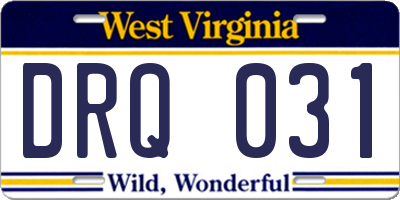 WV license plate DRQ031