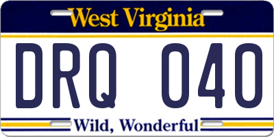 WV license plate DRQ040