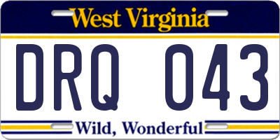 WV license plate DRQ043