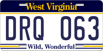WV license plate DRQ063