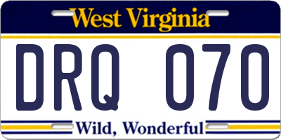 WV license plate DRQ070