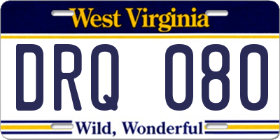 WV license plate DRQ080