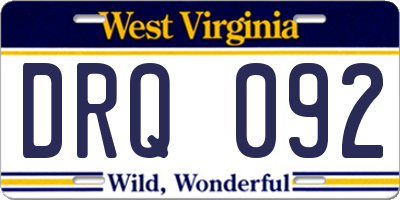 WV license plate DRQ092