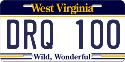 WV license plate DRQ100