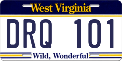 WV license plate DRQ101