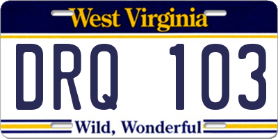 WV license plate DRQ103