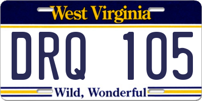 WV license plate DRQ105