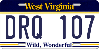 WV license plate DRQ107