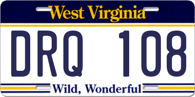 WV license plate DRQ108