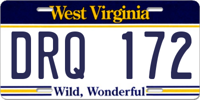 WV license plate DRQ172
