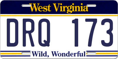 WV license plate DRQ173