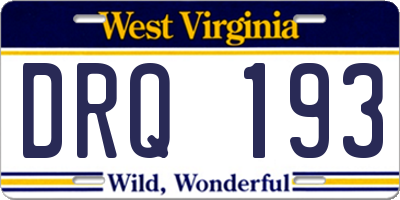 WV license plate DRQ193