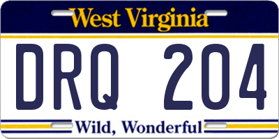 WV license plate DRQ204